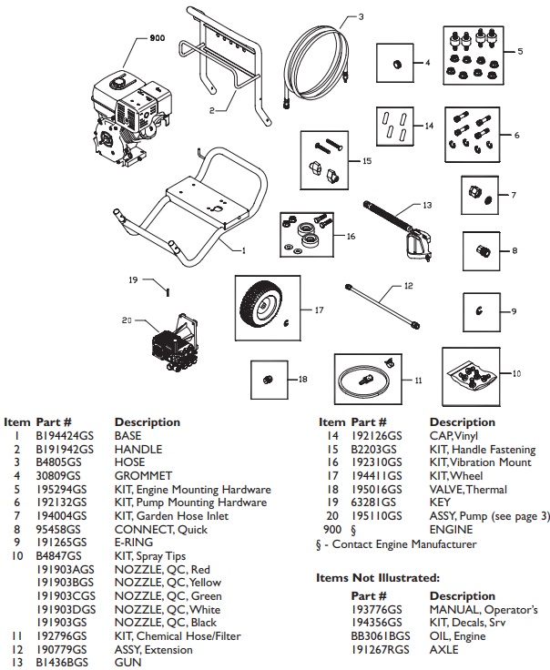 Troy-bilt Pressure Washer 020210 Parts 1-888-279-9274